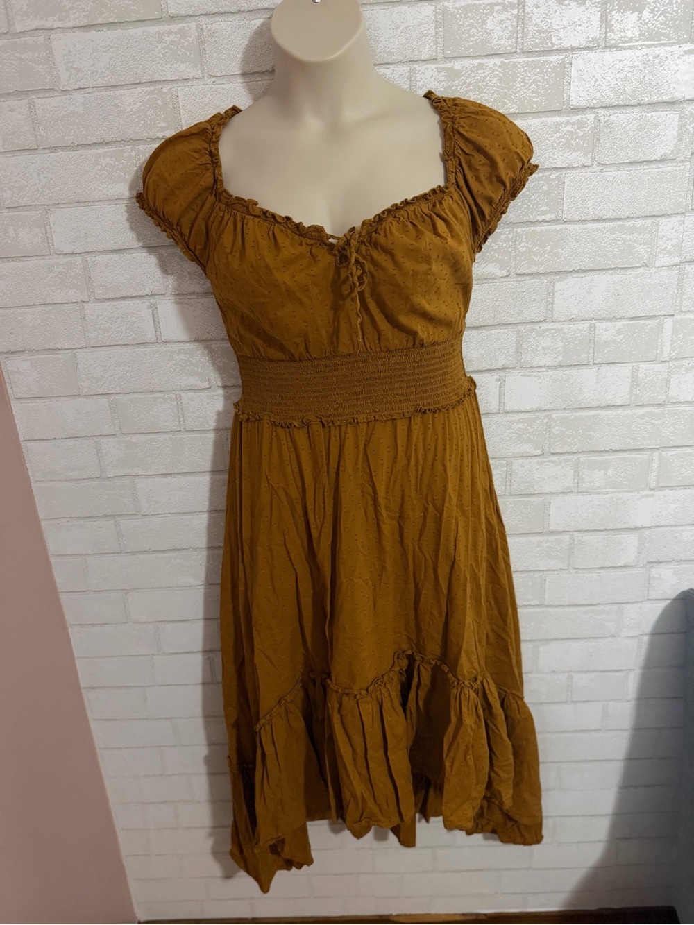 Old Navy Mustard Smocked-Waist Midi Dress #3110 XL